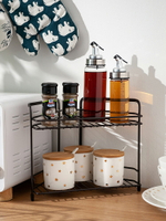 三角調味瓶置物架廚房多功能雙層鐵藝臺面調料罐收納架浴室整理架