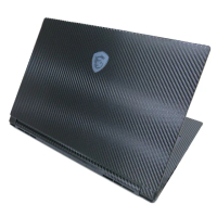 【Ezstick】MSI Stealth 15M A11 黑色機 機身貼 黑色卡夢紋機身貼(含上蓋貼、鍵盤週圍貼、底部貼)