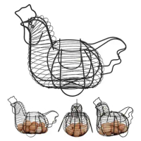 Kitchen Storage Metal Wire Chicken Shaped Wire Egg Basket Multifunctional Creative Storage Basket For Food Fruit And Eggs