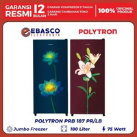Kulkas POLYTRON PRB 187LB KAPASITAS 180 Liter 75 watt