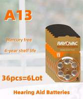 Hearing Aid Batteries 6-60 PCS 1-10 Cards Zinc Air 1.45V Rayovac Peak A13 13A 13 P13 PR48 Hearing Ai