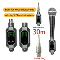 Heikuding Wireless Microphone Converter XLR Transmitter and Receiver Microphone System for Dynamic Microphone Wired to Wireless