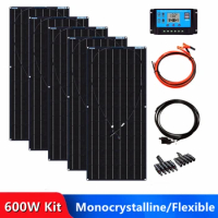 600W Solar Panel Kit Flexible Monocrystalline Cell 18 Volts 120 Watts Solar Panels 12V 24V Battery Charger For Home RV Caravan