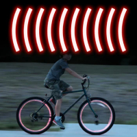 10pcs Adhesive Reflective Tape Cycling Safety Warning Sticker Bike Reflector Tape Strip Car Bicycle Motorcycle Scooter Wheel Rim