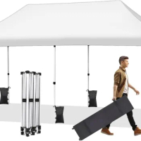 10x20 Pop Up Canopy Tent Durable Easy Up Outdoor Canopy 500D Waterproof Commercial Tent with 3 Adjustable Height Roller Bag
