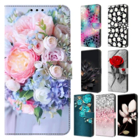 Flip Leather Case For Samsung Galaxy S8 9 S10 10E S20 21 22 S23 S24 FE Plus Ultra 3D Fashion Flower pattern Painted Wallet Funda