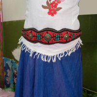藏飾女士腰帶西藏腰鏈布藝紅米珠復古藏族蒙古族攝影道具腰飾