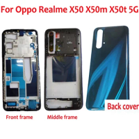Original LTPro For Oppo Realme X50 X50m X50t 5G LCD Front Bezel Middle frame Back Battery Cover Door Housing Case Rear Glass Lid