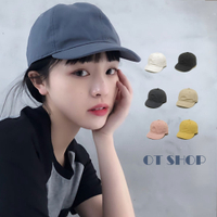 OT SHOP 帽子 韓版復古色棉質短帽檐 老帽鴨舌帽棒球帽 春夏文青街頭配件 現貨6色 C2001