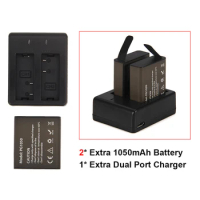 action camera battery set with 2pcs Battery + Dual Charger For EKEN H9 H9R H3 H3R H8PRO H8R H8 pro V8S SJ4000 SJ5000