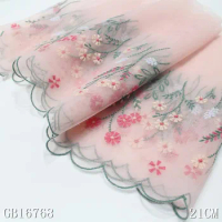29Yards Soft Tulle Embroidery six Color Flower Lace Wedding Dress Small Strap Skirt Accessories Trims Thin Mesh 21cm