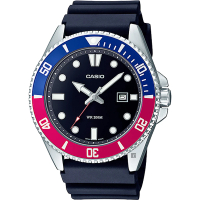 【CASIO 卡西歐】學生錶 新槍魚 200米潛水錶-紅藍水鬼 女王節(MDV-107-1A3)