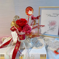 【喜滋滋花藝】好運金奢奶油盆花-招財經典紅(新春花禮/新年年花/招財盆花/開幕盆花/新年花藍/新居賀禮)