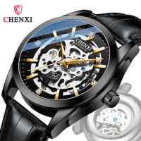 CHENXI Men Wristwatch Automatic Mechanical Waterproof Sport Original Male Clock Top Brand Luxury Skeleton Hollow Watch Gift 8821