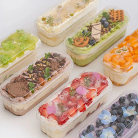 50PCS Cake box Kotak Kek Transparan 280ML PET Gred Makanan 14.5CM x 4.8CM x 5.2CM untuk Mousse Tiram