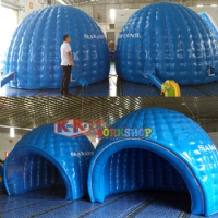 Half-Moon Shape Inflatable Vaulted Tent With Transparent Door Curtain