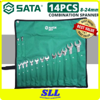 SATA 09026 14PCS Metric Combination Spanner Set 8-24mm with Roll-up Storage Pouch