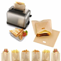 6PCS Reusable Toaster Toastie Bread Sandwich Toast Bags for Grilled Cheese Sandwiches Pockets Toasty Toastabags Kitchen Tool Set