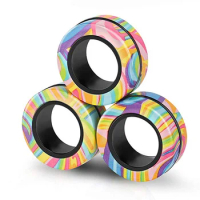 3Pcs/set Colorful Magnetic Ring Rotating Fingertip Spinning Top Fidget Spinner Anxiety Stress Reliever Toys For Children Gifts