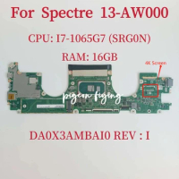DA0X3AMBAI0 For HP Spectre X360 13-AW000 Laptop Motherboard CPU:I7-1065G7 SRG0N RAM:16GB DDR4 4K Screen 100% Test OK