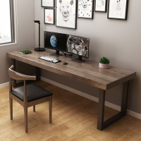 墻邊實木電腦臺式桌家用書桌臥室學習桌雙人長條辦公桌實木桌