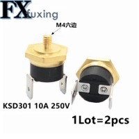 2PCS Normal Closed 10A 250V Temperature Switch Screw Cap KSD301 M4 40/45/50/55/60/65/70/75/80/85/90/100/110C/120/130 Degrees Hot