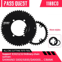 PASS QUEST 110bcd Chainring 4 Claws for Shimano 5800 6800 DA9000 Double Chainring Road Bike 48/35T 50/34T 52/36T 53/39T 54/40T