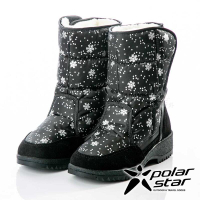【PolarStar】女雪花保暖雪鞋『黑』P18632 (冰爪 / 內厚鋪毛 /防滑鞋底)