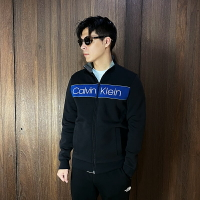 美國百分百【全新真品】 Calvin Klein 立領外套 棉質 刷毛 CK 夾克 logo 黑色 S號 AO43