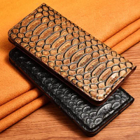 Snakeskin Texture Genuine Leather Case For Sony Xperia XA XA1 XA2 Plus XA3 Ultra XZ XR XZS XZ1 XZ2 XZ3 XZ4 Cowhide Flip Cover