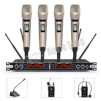 Professional UHF Wireless Microphone System Microphone 4 Handheld Video Karaoke KTV Party Stage Headset Lavalier Conference Mic