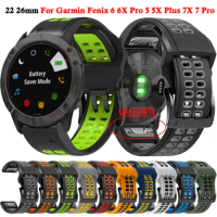 22 26MM Watchband For Garmin Fenix 6 6X Pro 7 7X Pro 5 5X Plus Smart Watch Strap Silicone Epix Gen 2 Quick Release Bracelet