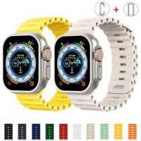 Ocean Strap For Apple Watch Ultra Band 49mm 44mm 45mm 41mm 40mm 42mm Silicone Sport Correa Bracelet iWatch Series 9 8 7 SE 6 5 4