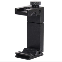 Aluminum Phone Tripod Mount w Cold Shoe Mount, Support Vertical and Horizontal, Universal Metal Adjustable Clamp for iPhone 10