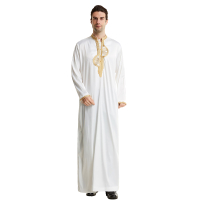 Doa Abaya untuk lelaki Muslim Arab Abaya bordir sutera jubah india Abaya Thoub lelaki's jubah kolar pakaian