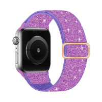 Shiny Stretchy Bands Compatible with Apple Watch Band 49mm 38mm 40mm 41mm 42mm 44mm 45mm, Nylon Adjustable Sport Solo Loop Women