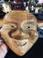 日本回流木雕面具，一木挖實木面具，杉木面具，品相好，包漿老，