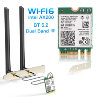 Dual Band Wifi 6 Intel AX200 M.2 Network Card AX200NGW Desktop kit Bluetooth 5.2 Wifi6 Wireless Adapter Antenna 802.11ax