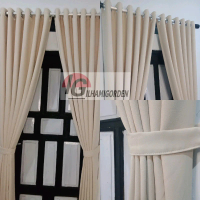 Gorden blackout polos import Warna Cream 6 gelembung Smokring Silver
