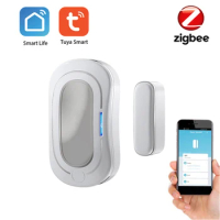 Tuya Zigbee Window Door Sensor Magnetic Contact Switch Detecting Door Open Close USB Rechageable Battery Tuya App Control