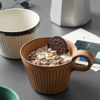 320ml Vintage Ceramic Coffee mug Japanese style Handmade Cappuccino cup Breakfast oatmeal milk mug Tea cup office home water cup