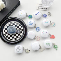 Cute Cartoon TPU Transparent Earphone Case for Samsung Galaxy Buds Live/Buds pro/Buds2/Buds2 pro with Keychain