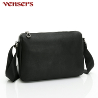 【vensers】小牛皮潮流個性包~斜肩背包(N601301黑色)
