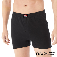 YG天鵝內衣 吸濕速乾彈性素面寬鬆四角褲-單件-黑