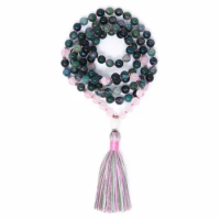108 mala beads Necklaces RoseQuartz necklace tassel Necklace Hand Knotted Yoga Mala Prayer mala Bead Green Meditation Necklaces
