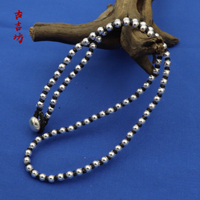 S925純銀4mm圓珠光珠項鏈女鎖骨鏈 毛衣鏈情侶 泰國蠟繩手工編織