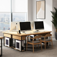 【免運】開發票 辦公室洽談桌椅組合簡約現代長條實木工作桌子職員接待會議電腦桌