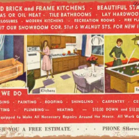Metal Sign Pennsylvania Postcard - We Build Brick and Frame Kitchens - Beautiful stairways - Vintage Rusty Look