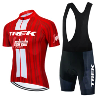 TREK Jersey Cycling Bike Men Clothing Man Laser Cut Men's Blouse Uniform Bib Short Outfit Set Tricuta Shorts Mtb Pants Sports