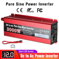 Pure Sine Wave Inverter 12V To 220V Vehicle DC to AC Voltage Converter Mini-Car Power Supply 1000W 1600W 2200W 3000W